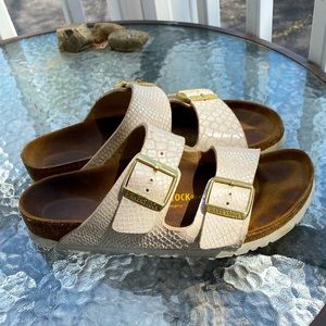 Birkenstock Footbed White Iridescent Snakeprint
